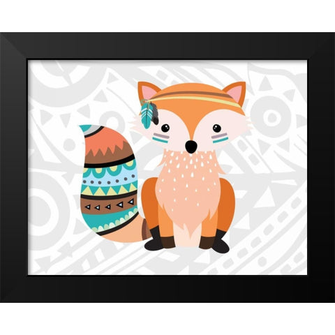 Tribal Fox Black Modern Wood Framed Art Print by Robinson, Tamara