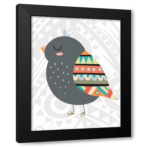 Tribal Bird Black Modern Wood Framed Art Print with Double Matting by Robinson, Tamara