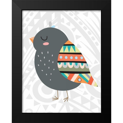 Tribal Bird Black Modern Wood Framed Art Print by Robinson, Tamara