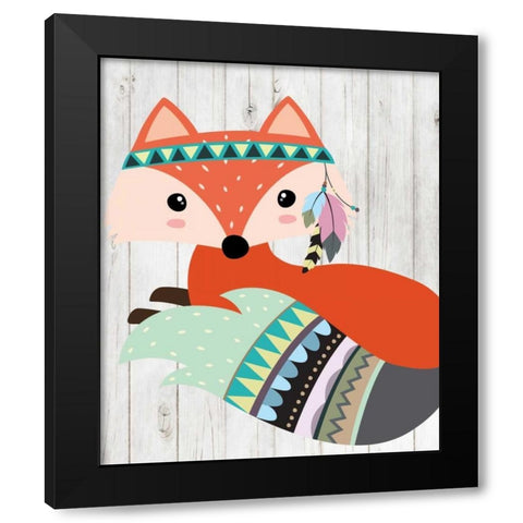 Tribal Fox Black Modern Wood Framed Art Print by Robinson, Tamara