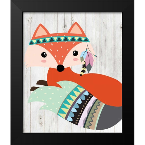 Tribal Fox Black Modern Wood Framed Art Print by Robinson, Tamara
