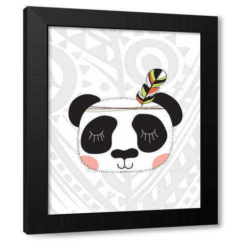 Tribal Panda Black Modern Wood Framed Art Print by Robinson, Tamara