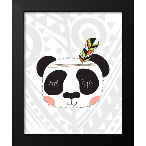 Tribal Panda Black Modern Wood Framed Art Print by Robinson, Tamara