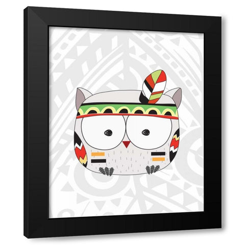 Tribal Owl Black Modern Wood Framed Art Print by Robinson, Tamara