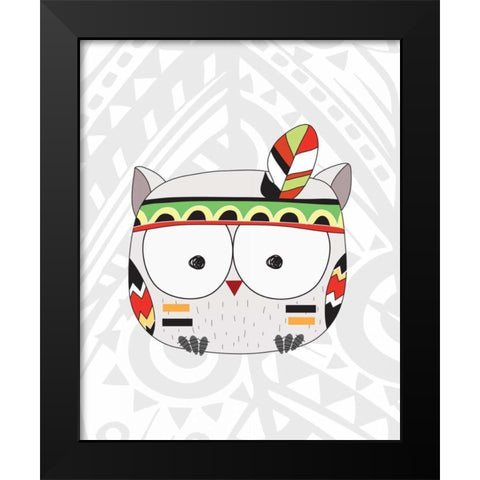 Tribal Owl Black Modern Wood Framed Art Print by Robinson, Tamara