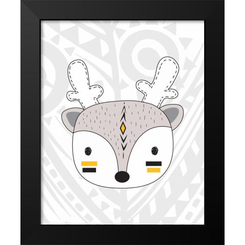 Tribal Deer Black Modern Wood Framed Art Print by Robinson, Tamara