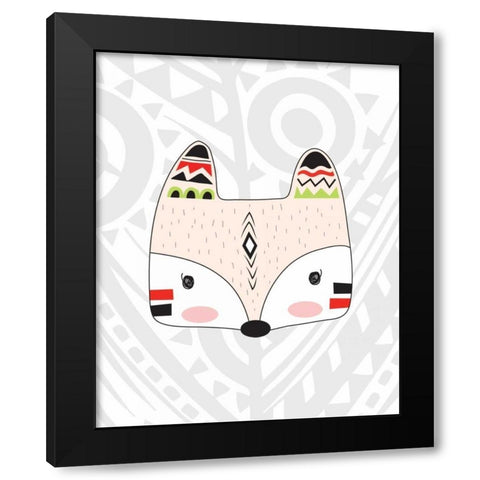 Tribal Fox Black Modern Wood Framed Art Print by Robinson, Tamara
