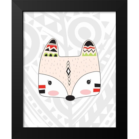 Tribal Fox Black Modern Wood Framed Art Print by Robinson, Tamara