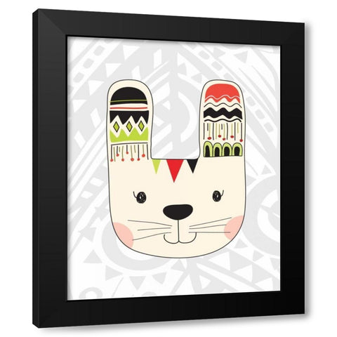 Tribal Bunnies Black Modern Wood Framed Art Print by Robinson, Tamara