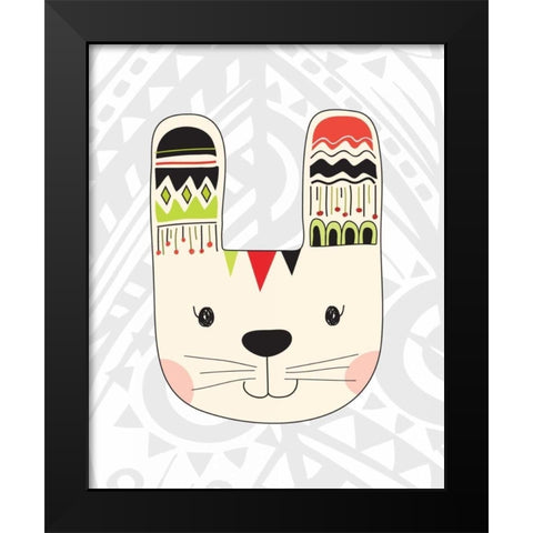 Tribal Bunnies Black Modern Wood Framed Art Print by Robinson, Tamara