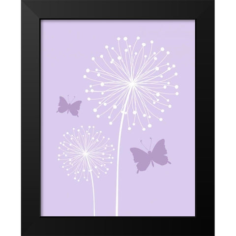 Butterfly Dandelion Black Modern Wood Framed Art Print by Robinson, Tamara