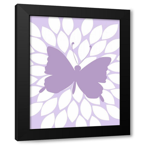 Butterfly Flower Black Modern Wood Framed Art Print by Robinson, Tamara