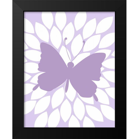 Butterfly Flower Black Modern Wood Framed Art Print by Robinson, Tamara