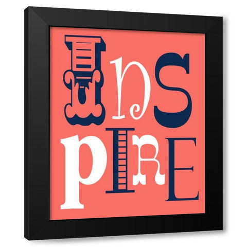 Inspire Black Modern Wood Framed Art Print by Robinson, Tamara