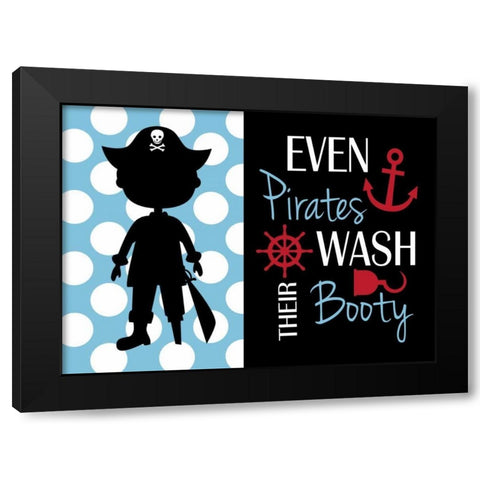 Pirate Bathroom Black Modern Wood Framed Art Print by Robinson, Tamara