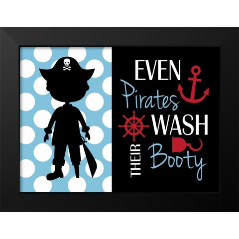 Pirate Bathroom Black Modern Wood Framed Art Print by Robinson, Tamara