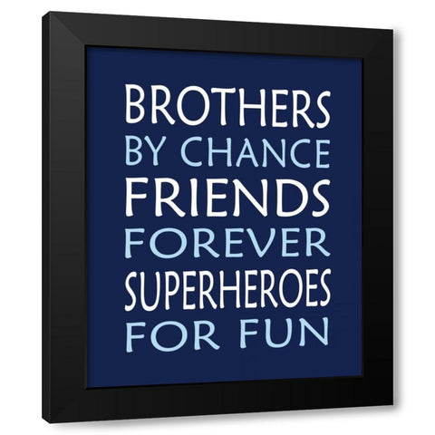 Brothers Superhero Black Modern Wood Framed Art Print by Robinson, Tamara