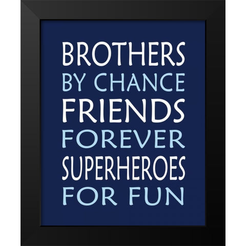 Brothers Superhero Black Modern Wood Framed Art Print by Robinson, Tamara