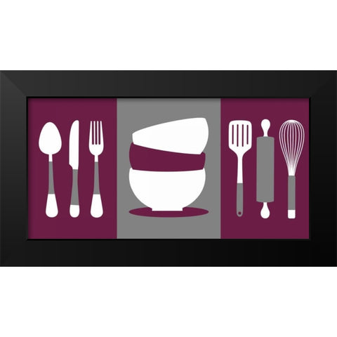 Kitchen Utensils III Black Modern Wood Framed Art Print by Robinson, Tamara