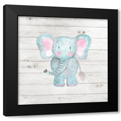 Watercolor Elephant Black Modern Wood Framed Art Print with Double Matting by Robinson, Tamara
