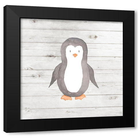 Watercolor Penguin Black Modern Wood Framed Art Print with Double Matting by Robinson, Tamara