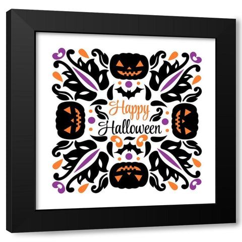 Happy Halloween Black Modern Wood Framed Art Print by Robinson, Tamara