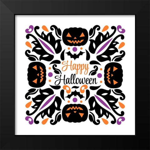Happy Halloween Black Modern Wood Framed Art Print by Robinson, Tamara