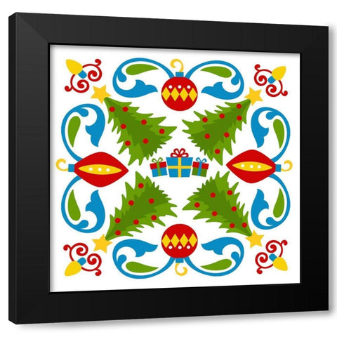 Christmas Trees Black Modern Wood Framed Art Print by Robinson, Tamara