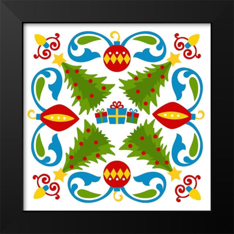 Christmas Trees Black Modern Wood Framed Art Print by Robinson, Tamara