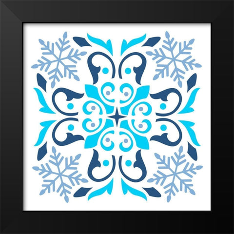 Snowflakes Black Modern Wood Framed Art Print by Robinson, Tamara