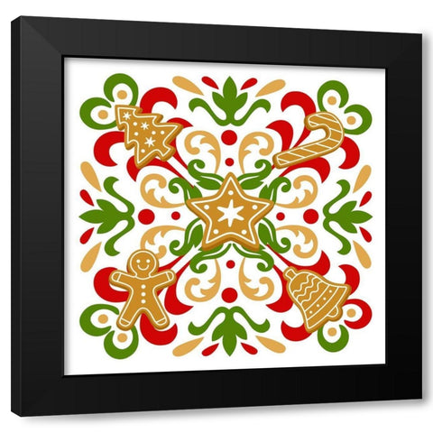 Gingerbread Black Modern Wood Framed Art Print by Robinson, Tamara