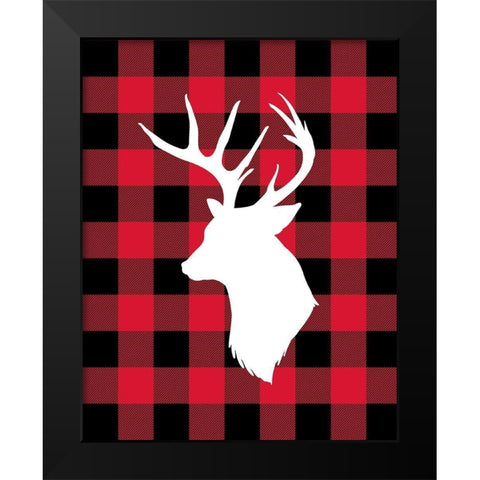 Deer Lumberjack Black Modern Wood Framed Art Print by Robinson, Tamara