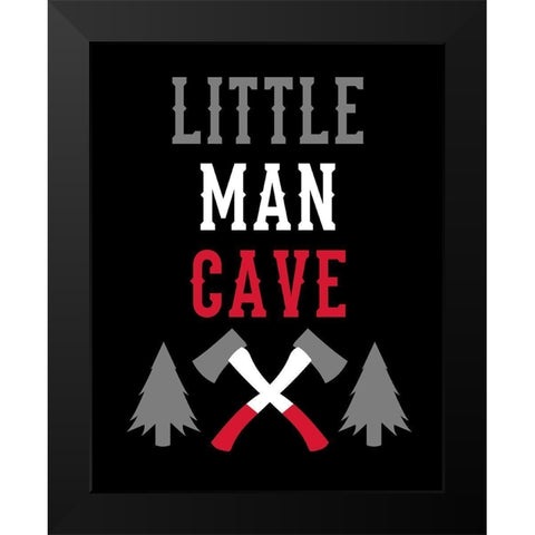 Little Man Cave Lumberjack Black Modern Wood Framed Art Print by Robinson, Tamara