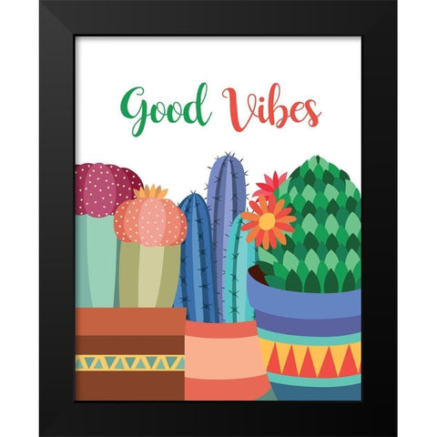 Good Vibes Black Modern Wood Framed Art Print by Robinson, Tamara