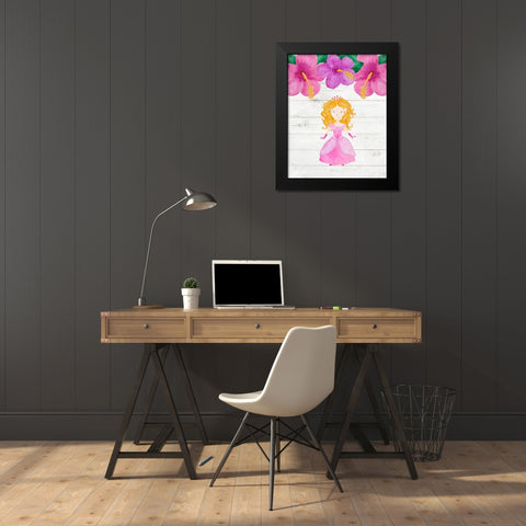 Princess Flowers Black Modern Wood Framed Art Print by Robinson, Tamara