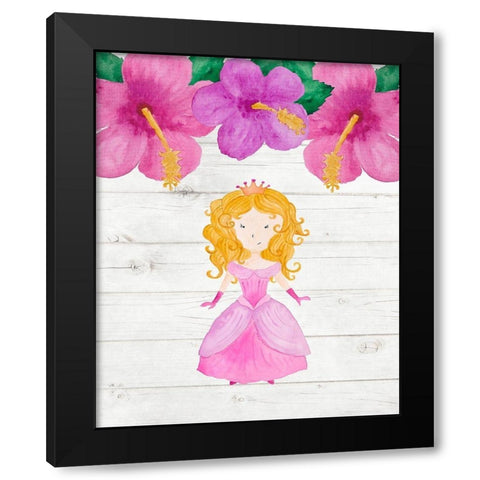 Princess Flowers Black Modern Wood Framed Art Print by Robinson, Tamara