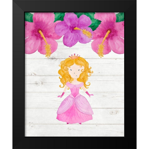Princess Flowers Black Modern Wood Framed Art Print by Robinson, Tamara