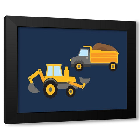 Construction Wash Brush Trucks Black Modern Wood Framed Art Print with Double Matting by Robinson, Tamara