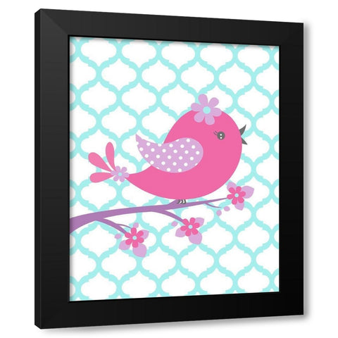 Bird Floral Branch I Black Modern Wood Framed Art Print with Double Matting by Robinson, Tamara