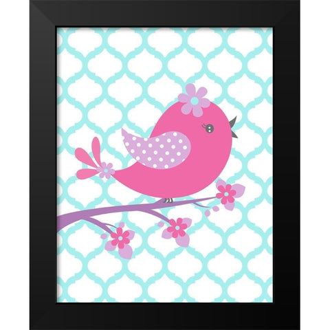 Bird Floral Branch I Black Modern Wood Framed Art Print by Robinson, Tamara