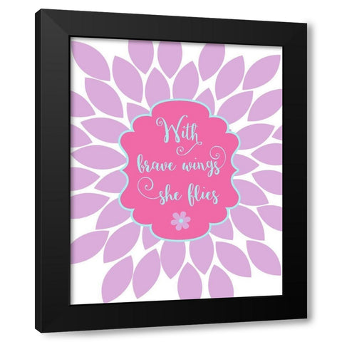 Bird Floral Quote Black Modern Wood Framed Art Print by Robinson, Tamara