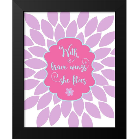 Bird Floral Quote Black Modern Wood Framed Art Print by Robinson, Tamara