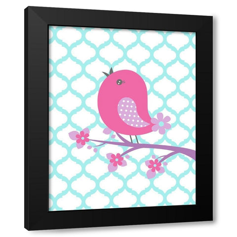 Bird Floral Branch II Black Modern Wood Framed Art Print by Robinson, Tamara