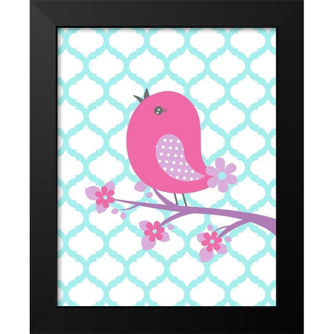 Bird Floral Branch II Black Modern Wood Framed Art Print by Robinson, Tamara