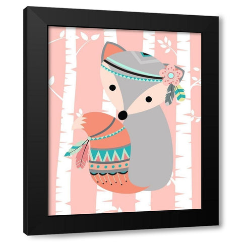 Tribal Fox Girl I Black Modern Wood Framed Art Print by Robinson, Tamara