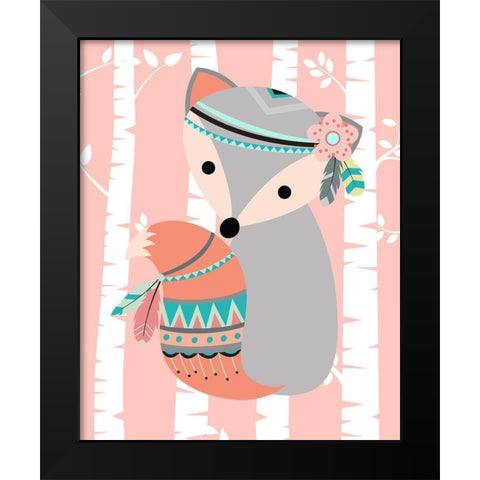 Tribal Fox Girl I Black Modern Wood Framed Art Print by Robinson, Tamara
