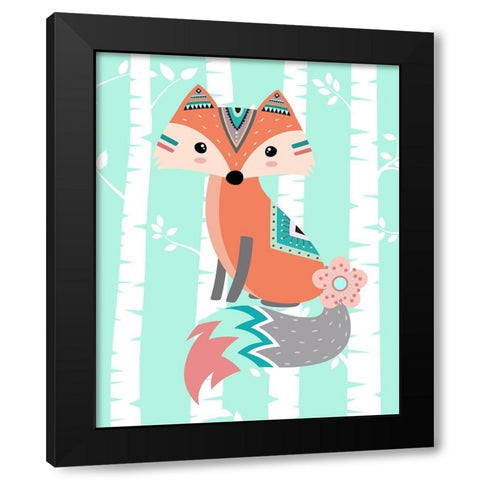 Tribal Fox Girl II Black Modern Wood Framed Art Print by Robinson, Tamara