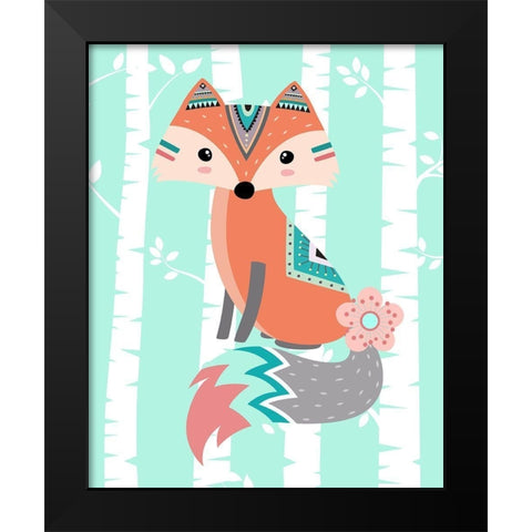 Tribal Fox Girl II Black Modern Wood Framed Art Print by Robinson, Tamara