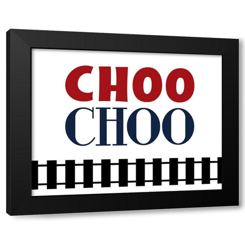 Choo Choo Black Modern Wood Framed Art Print with Double Matting by Robinson, Tamara