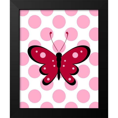 Butterfly Polka Dots Black Modern Wood Framed Art Print by Robinson, Tamara